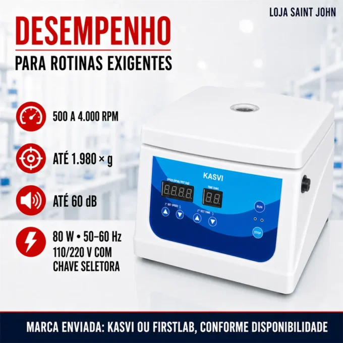 Centrifuga Kasvi 8x15 mL 4000 RPM para laboratorio